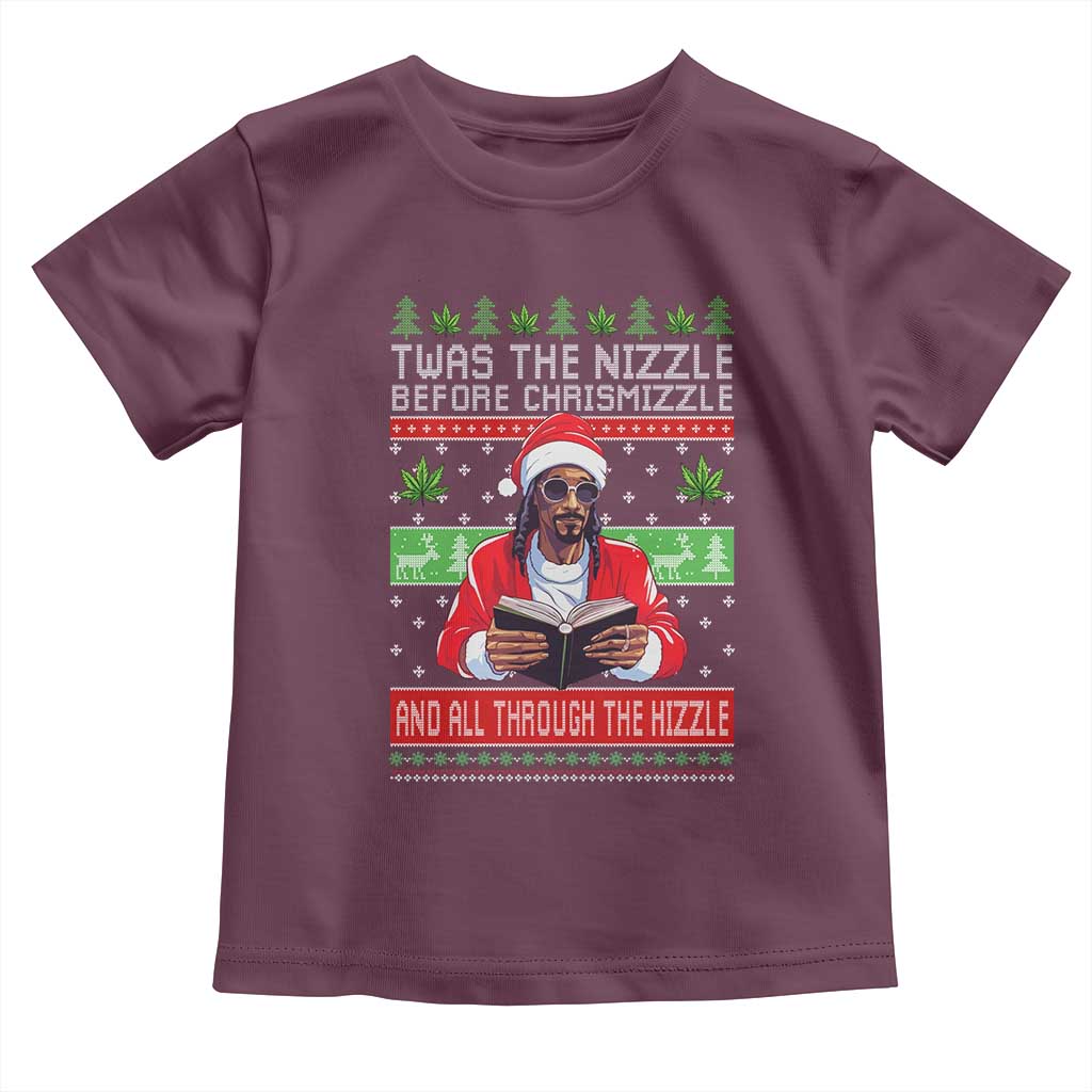 Funny Christmas Hip Hop Rap Gang Toddler T Shirt Twas The Nizzle Before Chrismizzle And All Through The Hizzle Weed - Wonder Print Shop