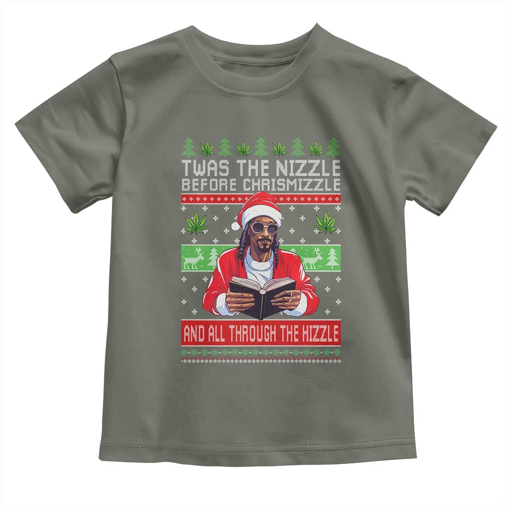 Funny Christmas Hip Hop Rap Gang Toddler T Shirt Twas The Nizzle Before Chrismizzle And All Through The Hizzle Weed - Wonder Print Shop