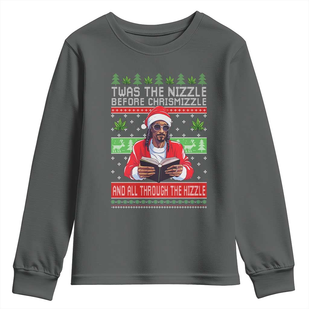 Funny Christmas Hip Hop Rap Gang Youth Sweatshirt Twas The Nizzle Before Chrismizzle And All Through The Hizzle Weed - Wonder Print Shop