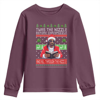 Funny Christmas Hip Hop Rap Gang Youth Sweatshirt Twas The Nizzle Before Chrismizzle And All Through The Hizzle Weed - Wonder Print Shop