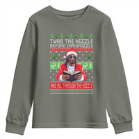 Funny Christmas Hip Hop Rap Gang Youth Sweatshirt Twas The Nizzle Before Chrismizzle And All Through The Hizzle Weed - Wonder Print Shop