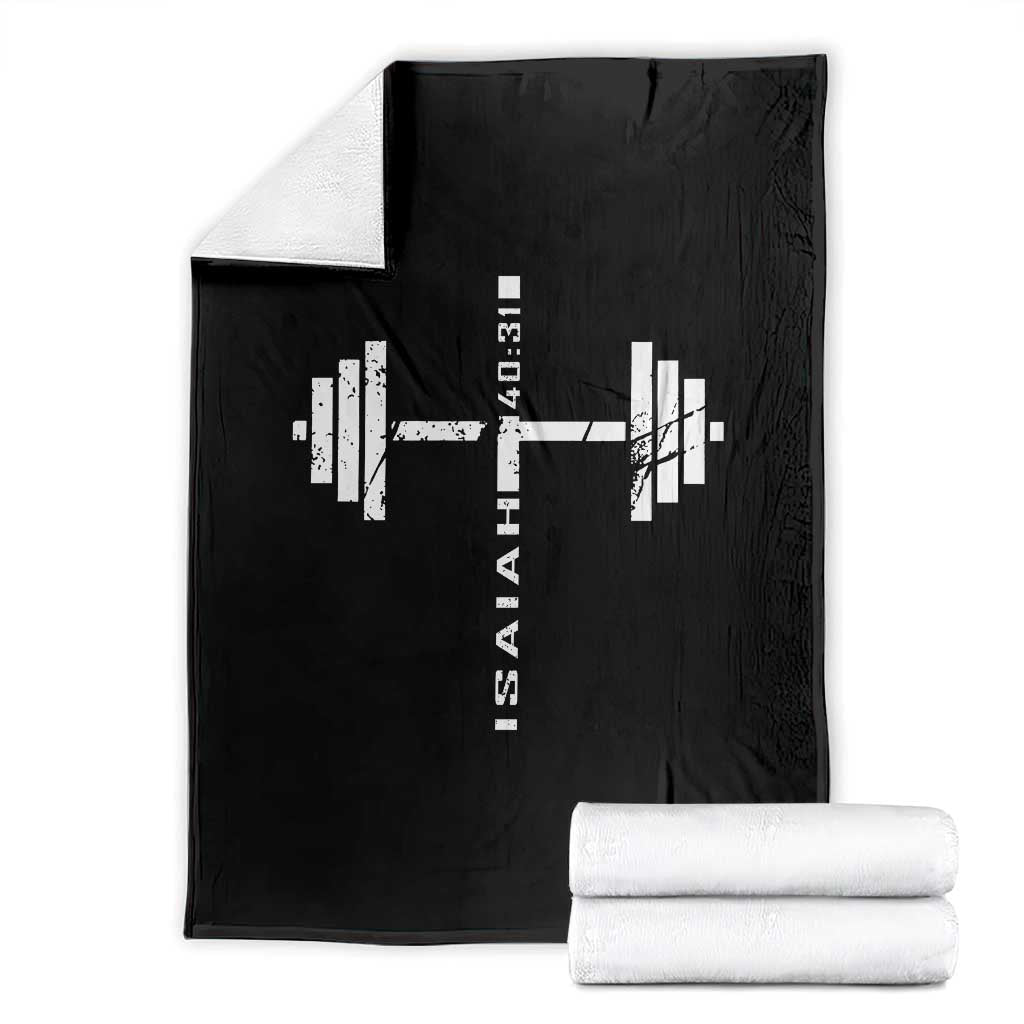 Christian Bible Gym Throw Blanket Jesus Weightlifter Workout Faith Isaiah 40 31 - Wonder Print Shop