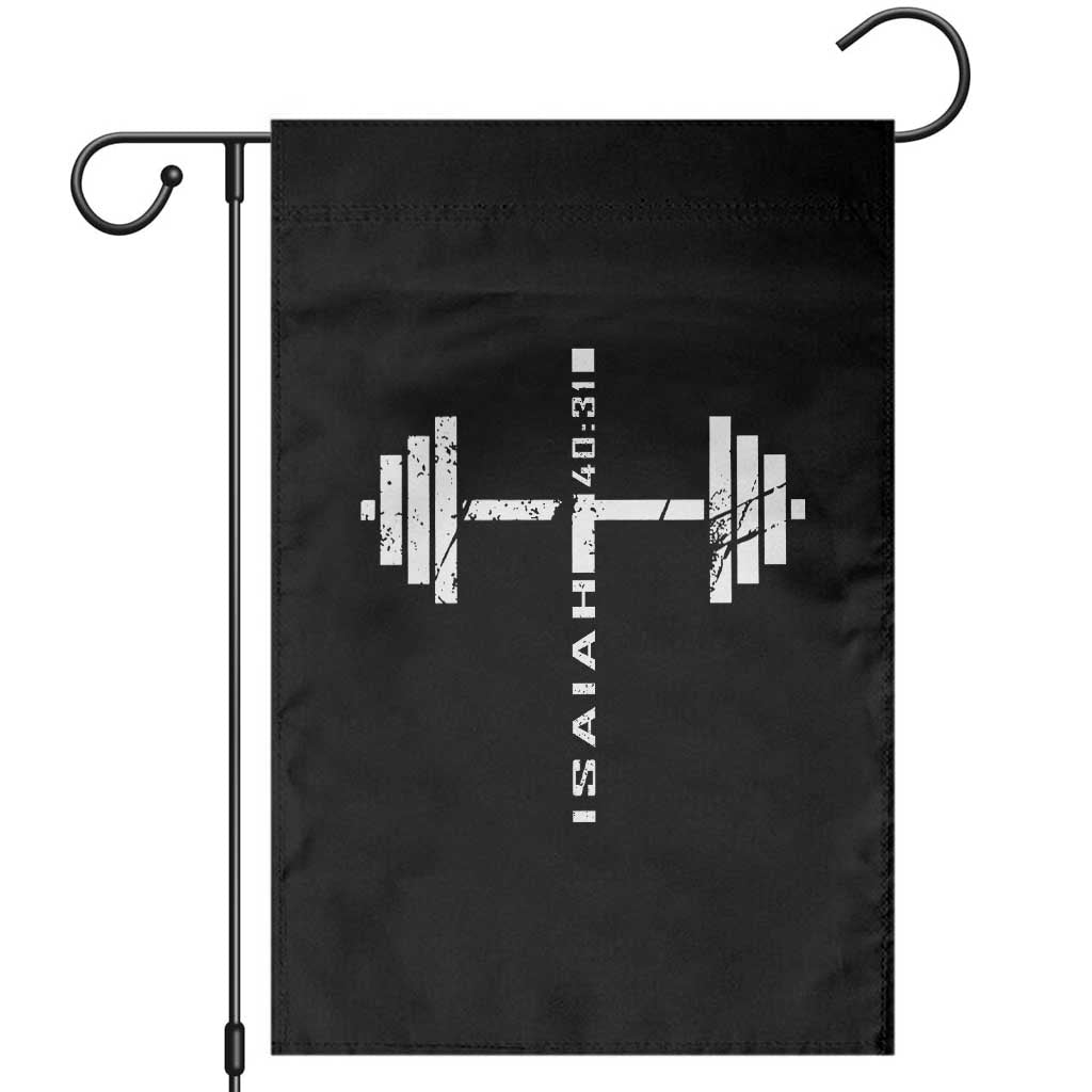 Christian Bible Gym Garden Flag Jesus Weightlifter Workout Faith Isaiah 40 31 - Wonder Print Shop