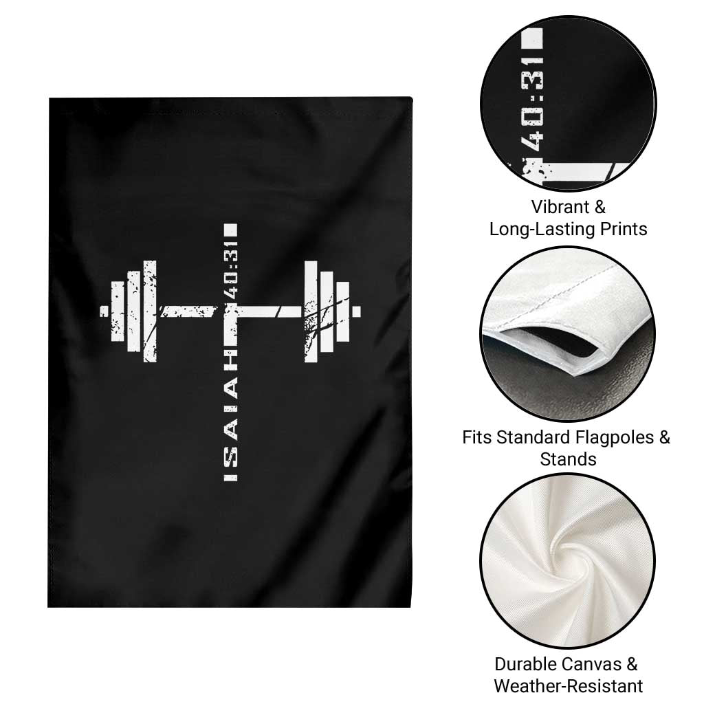 Christian Bible Gym Garden Flag Jesus Weightlifter Workout Faith Isaiah 40 31 - Wonder Print Shop