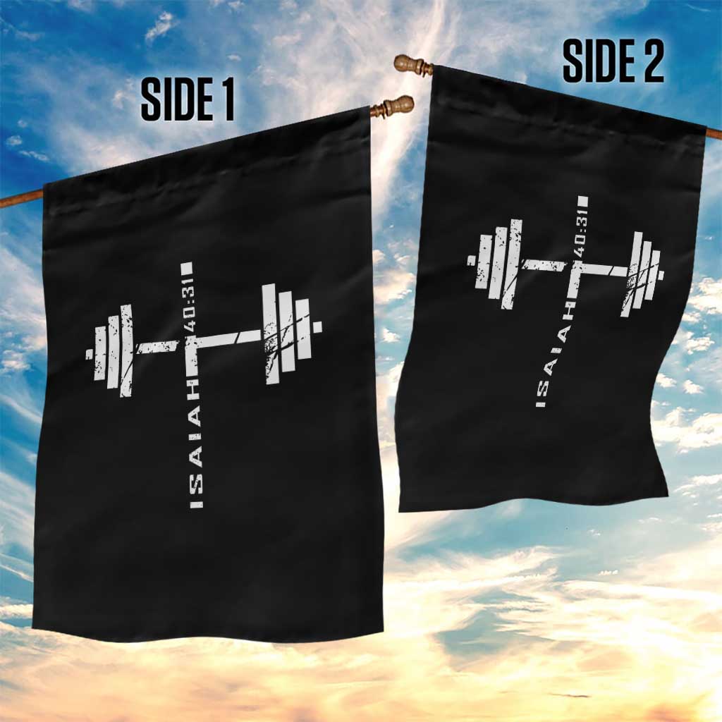 Christian Bible Gym Garden Flag Jesus Weightlifter Workout Faith Isaiah 40 31 - Wonder Print Shop