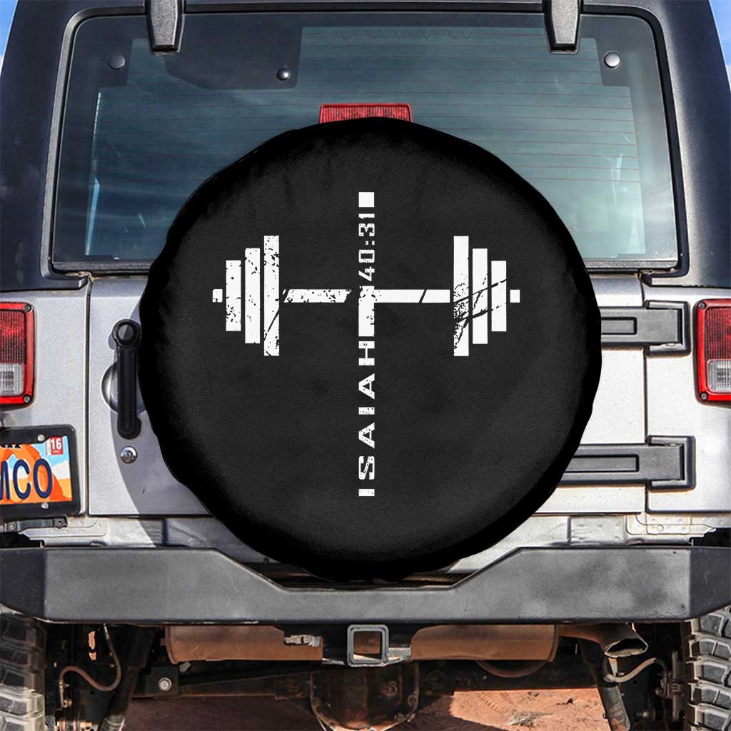 Christian Bible Gym Spare Tire Cover Jesus Weightlifter Workout Faith Isaiah 40 31 - Wonder Print Shop