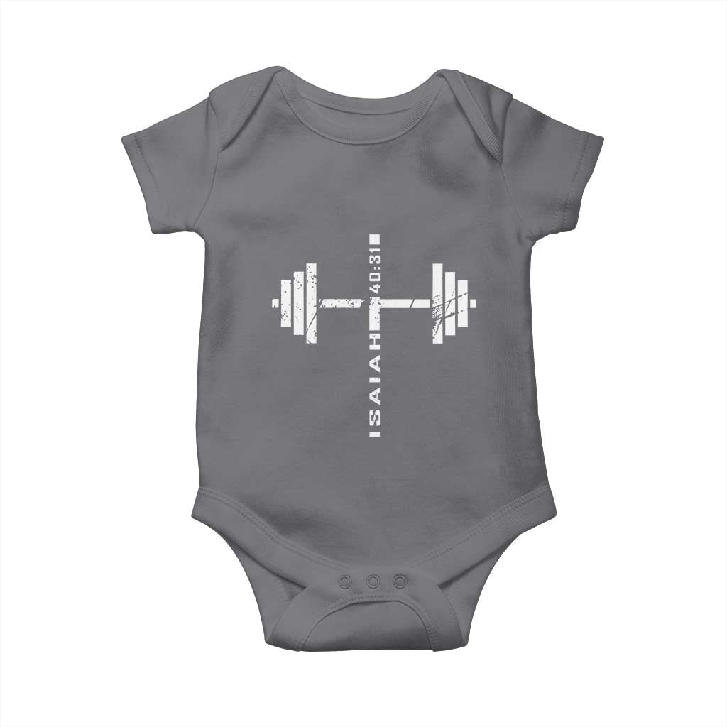 Christian Bible Gym Baby Onesie Jesus Weightlifter Workout Faith Isaiah 40 31 - Wonder Print Shop