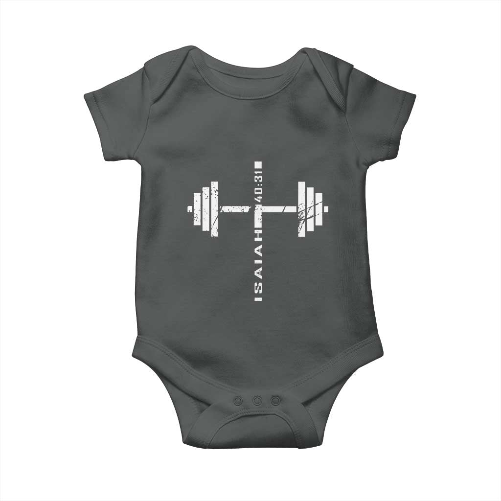 Christian Bible Gym Baby Onesie Jesus Weightlifter Workout Faith Isaiah 40 31 - Wonder Print Shop