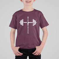 Christian Bible Gym T Shirt For Kid Jesus Weightlifter Workout Faith Isaiah 40 31 - Wonder Print Shop