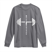 Christian Bible Gym Long Sleeve Shirt Jesus Weightlifter Workout Faith Isaiah 40 31 - Wonder Print Shop