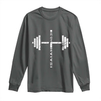 Christian Bible Gym Long Sleeve Shirt Jesus Weightlifter Workout Faith Isaiah 40 31 - Wonder Print Shop