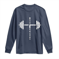 Christian Bible Gym Long Sleeve Shirt Jesus Weightlifter Workout Faith Isaiah 40 31 - Wonder Print Shop