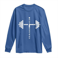 Christian Bible Gym Long Sleeve Shirt Jesus Weightlifter Workout Faith Isaiah 40 31 - Wonder Print Shop
