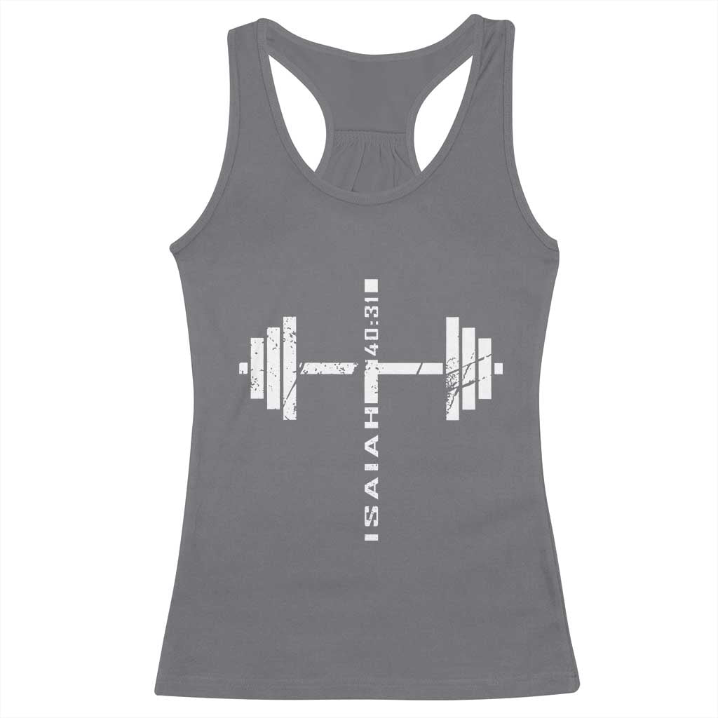 Christian Bible Gym Racerback Tank Top Jesus Weightlifter Workout Faith Isaiah 40 31 - Wonder Print Shop