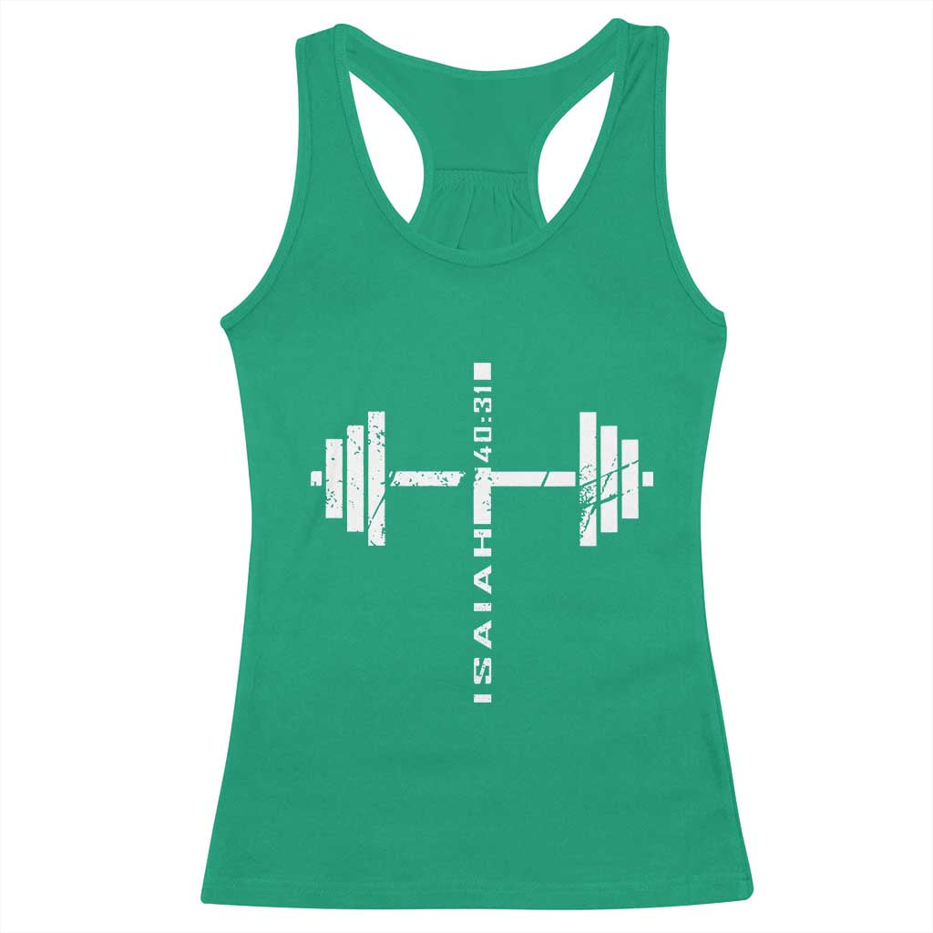Christian Bible Gym Racerback Tank Top Jesus Weightlifter Workout Faith Isaiah 40 31 - Wonder Print Shop