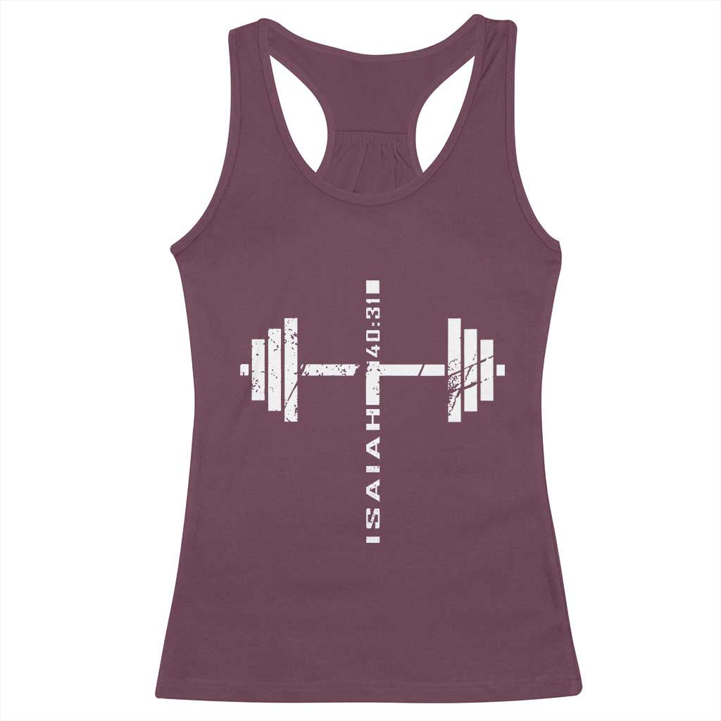 Christian Bible Gym Racerback Tank Top Jesus Weightlifter Workout Faith Isaiah 40 31 - Wonder Print Shop
