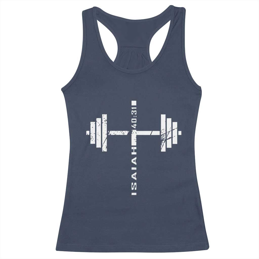 Christian Bible Gym Racerback Tank Top Jesus Weightlifter Workout Faith Isaiah 40 31 - Wonder Print Shop