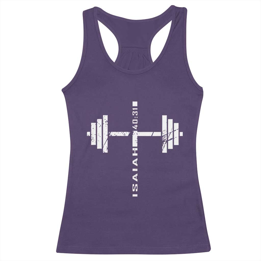 Christian Bible Gym Racerback Tank Top Jesus Weightlifter Workout Faith Isaiah 40 31 - Wonder Print Shop