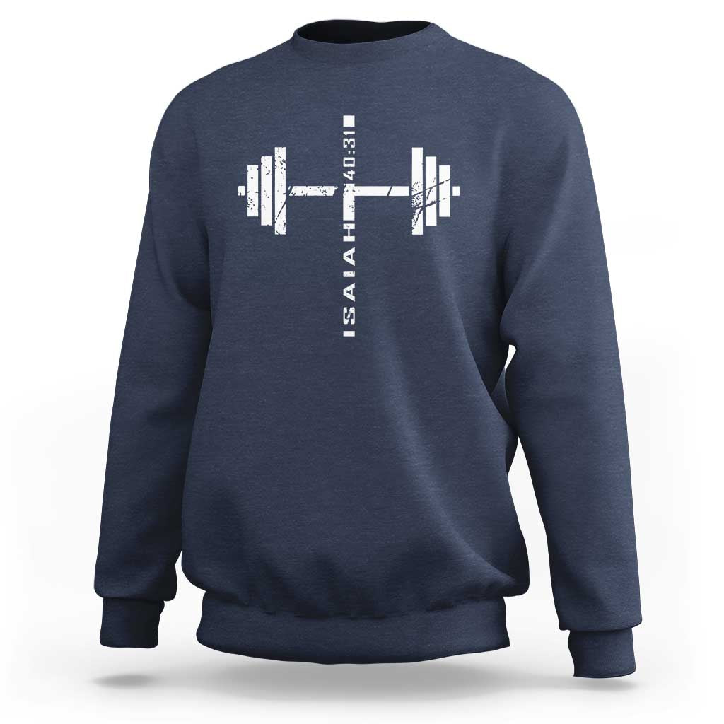 Christian Bible Gym Sweatshirt Jesus Weightlifter Workout Faith Isaiah 40 31 - Wonder Print Shop