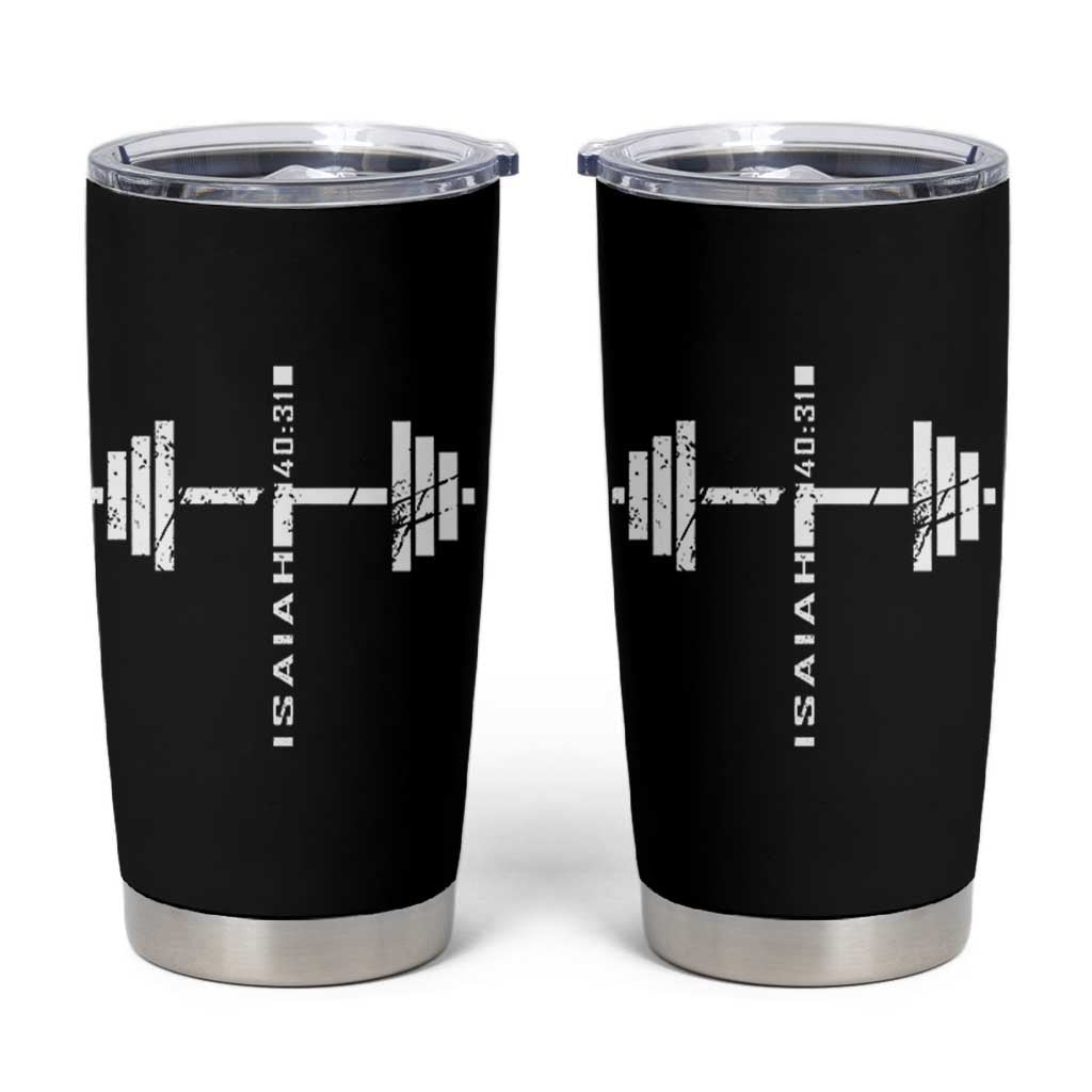 Christian Bible Gym Tumbler Cup Jesus Weightlifter Workout Faith Isaiah 40 31 - Wonder Print Shop