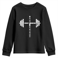 Christian Bible Gym Youth Sweatshirt Jesus Weightlifter Workout Faith Isaiah 40 31 - Wonder Print Shop