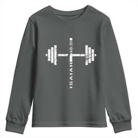 Christian Bible Gym Youth Sweatshirt Jesus Weightlifter Workout Faith Isaiah 40 31 - Wonder Print Shop