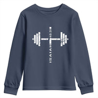 Christian Bible Gym Youth Sweatshirt Jesus Weightlifter Workout Faith Isaiah 40 31 - Wonder Print Shop