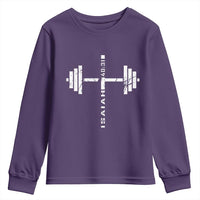 Christian Bible Gym Youth Sweatshirt Jesus Weightlifter Workout Faith Isaiah 40 31 - Wonder Print Shop