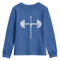 Christian Bible Gym Youth Sweatshirt Jesus Weightlifter Workout Faith Isaiah 40 31 - Wonder Print Shop