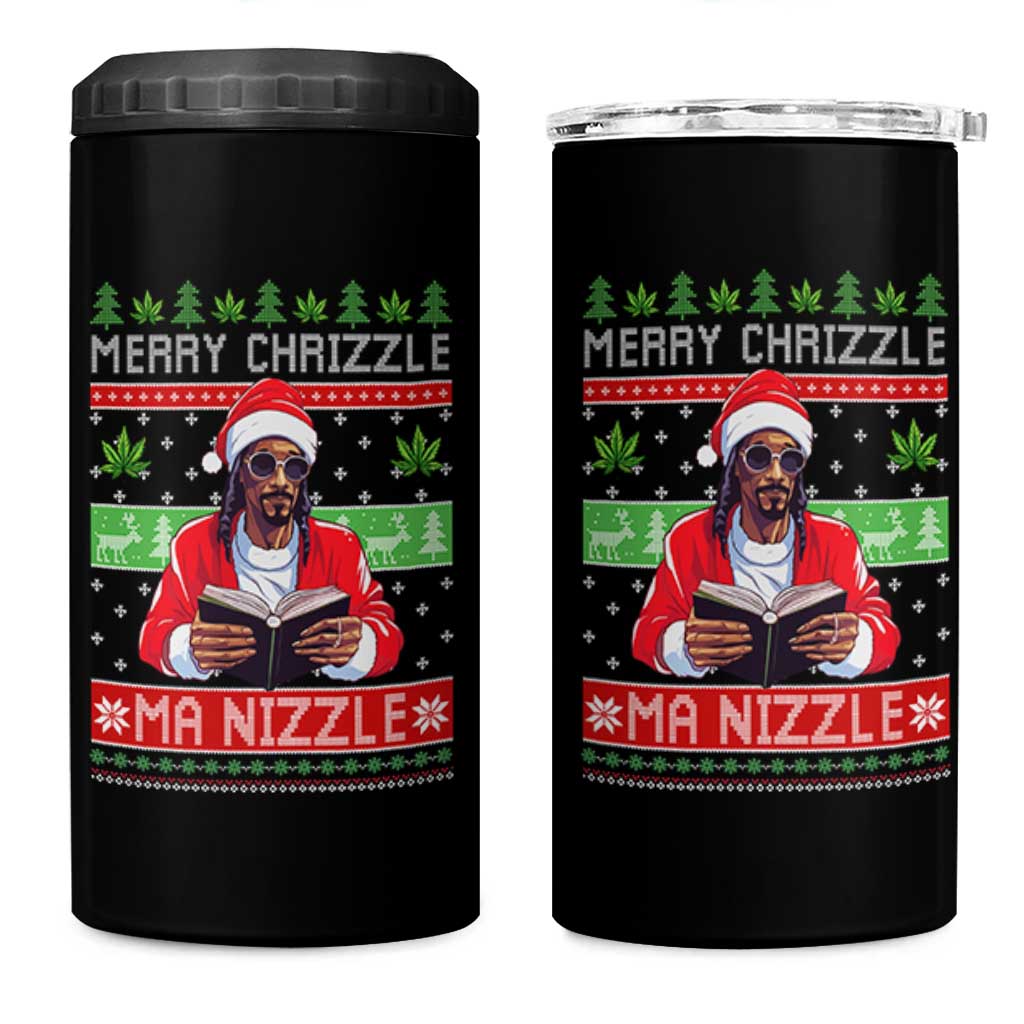 Funny Christmas Hip Hop Rap Gang 4 in 1 Can Cooler Tumbler Merry Chrizzle Ma Nizzle Xmas Weed - Wonder Print Shop