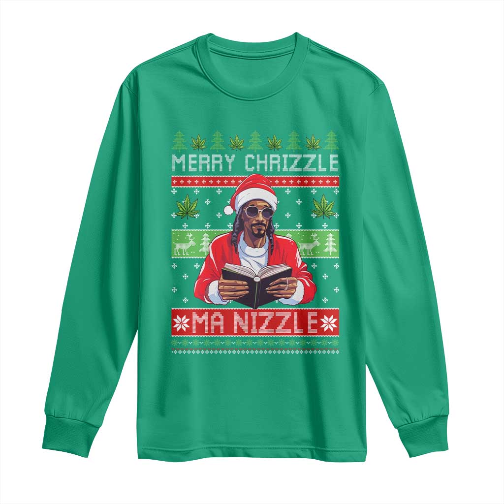 Funny Christmas Hip Hop Rap Gang Long Sleeve Shirt Merry Chrizzle Ma Nizzle Xmas Weed - Wonder Print Shop