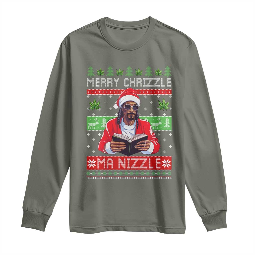 Funny Christmas Hip Hop Rap Gang Long Sleeve Shirt Merry Chrizzle Ma Nizzle Xmas Weed - Wonder Print Shop