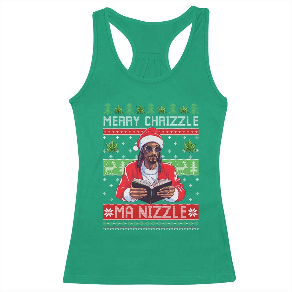 Funny Christmas Hip Hop Rap Gang Racerback Tank Top Merry Chrizzle Ma Nizzle Xmas Weed - Wonder Print Shop