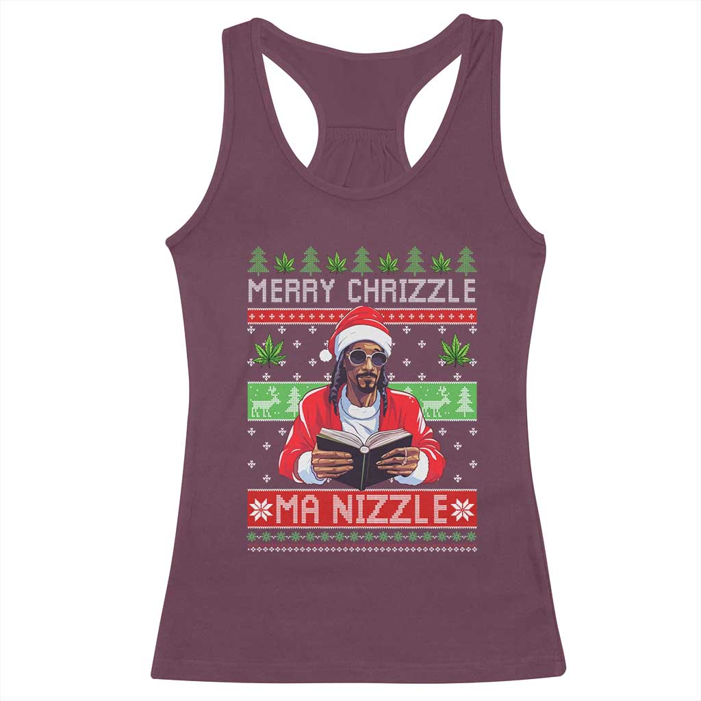 Funny Christmas Hip Hop Rap Gang Racerback Tank Top Merry Chrizzle Ma Nizzle Xmas Weed - Wonder Print Shop