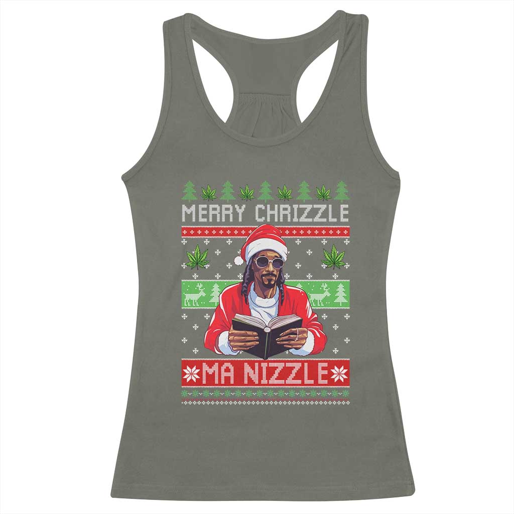 Funny Christmas Hip Hop Rap Gang Racerback Tank Top Merry Chrizzle Ma Nizzle Xmas Weed - Wonder Print Shop