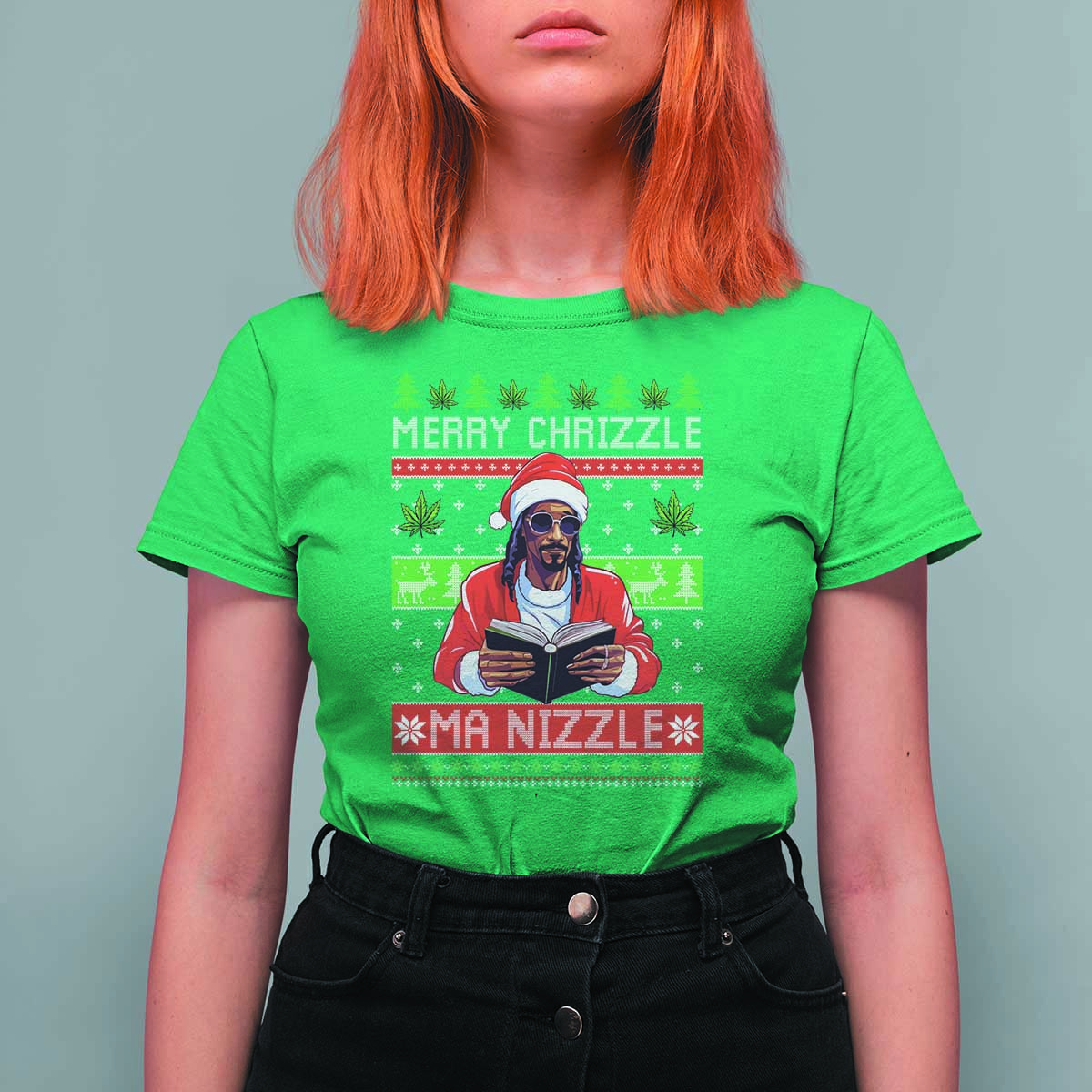 Funny Christmas Hip Hop Rap Gang T Shirt For Women Merry Chrizzle Ma Nizzle Xmas Weed - Wonder Print Shop
