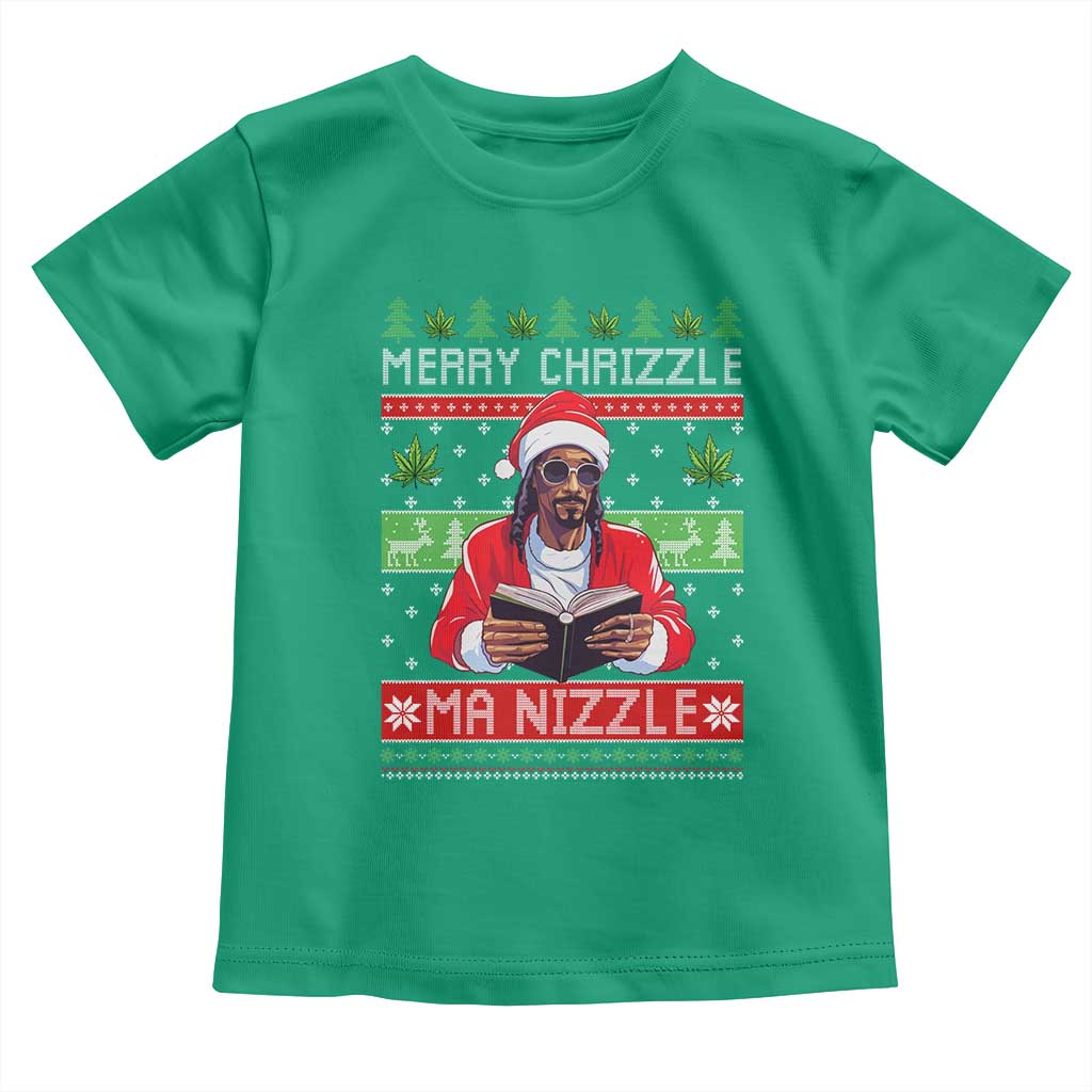Funny Christmas Hip Hop Rap Gang Toddler T Shirt Merry Chrizzle Ma Nizzle Xmas Weed - Wonder Print Shop