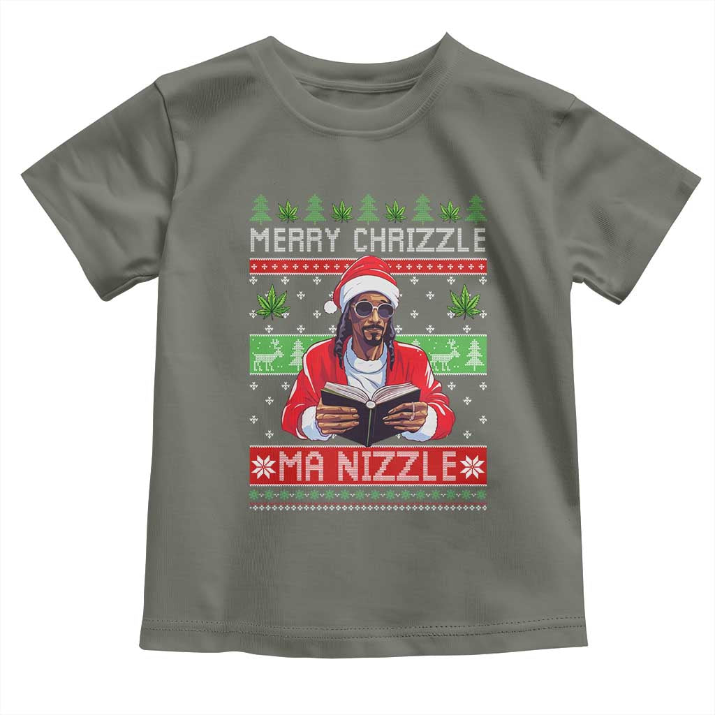 Funny Christmas Hip Hop Rap Gang Toddler T Shirt Merry Chrizzle Ma Nizzle Xmas Weed - Wonder Print Shop