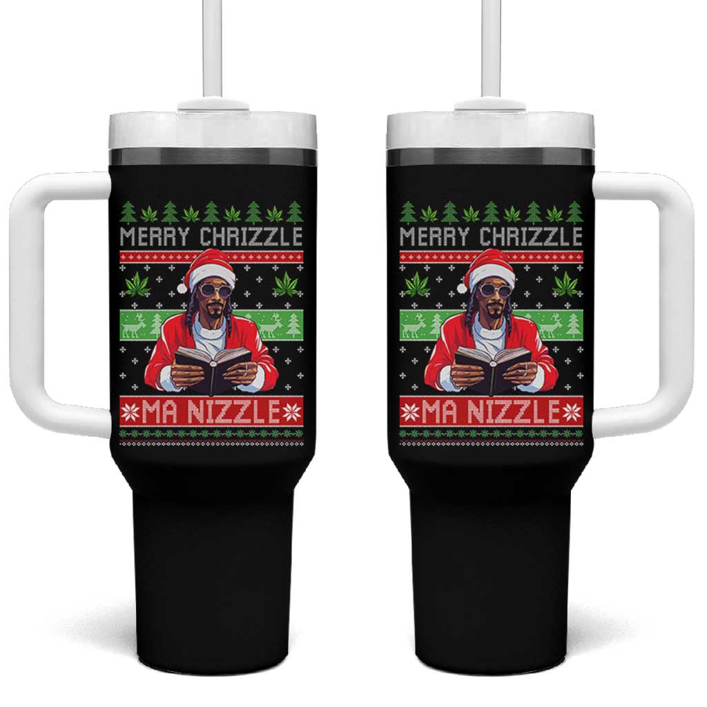 Funny Christmas Hip Hop Rap Gang Tumbler With Handle Merry Chrizzle Ma Nizzle Xmas Weed - Wonder Print Shop