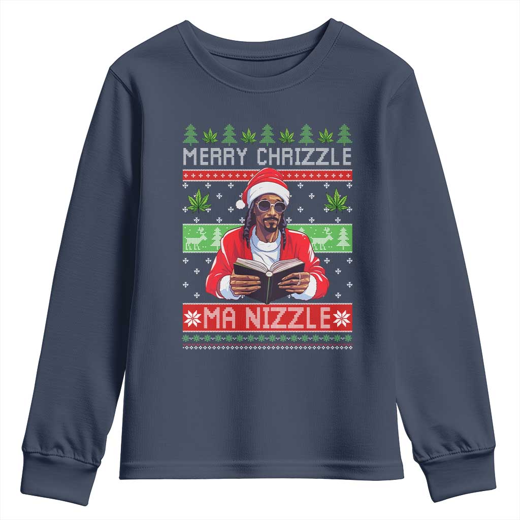 Funny Christmas Hip Hop Rap Gang Youth Sweatshirt Merry Chrizzle Ma Nizzle Xmas Weed - Wonder Print Shop
