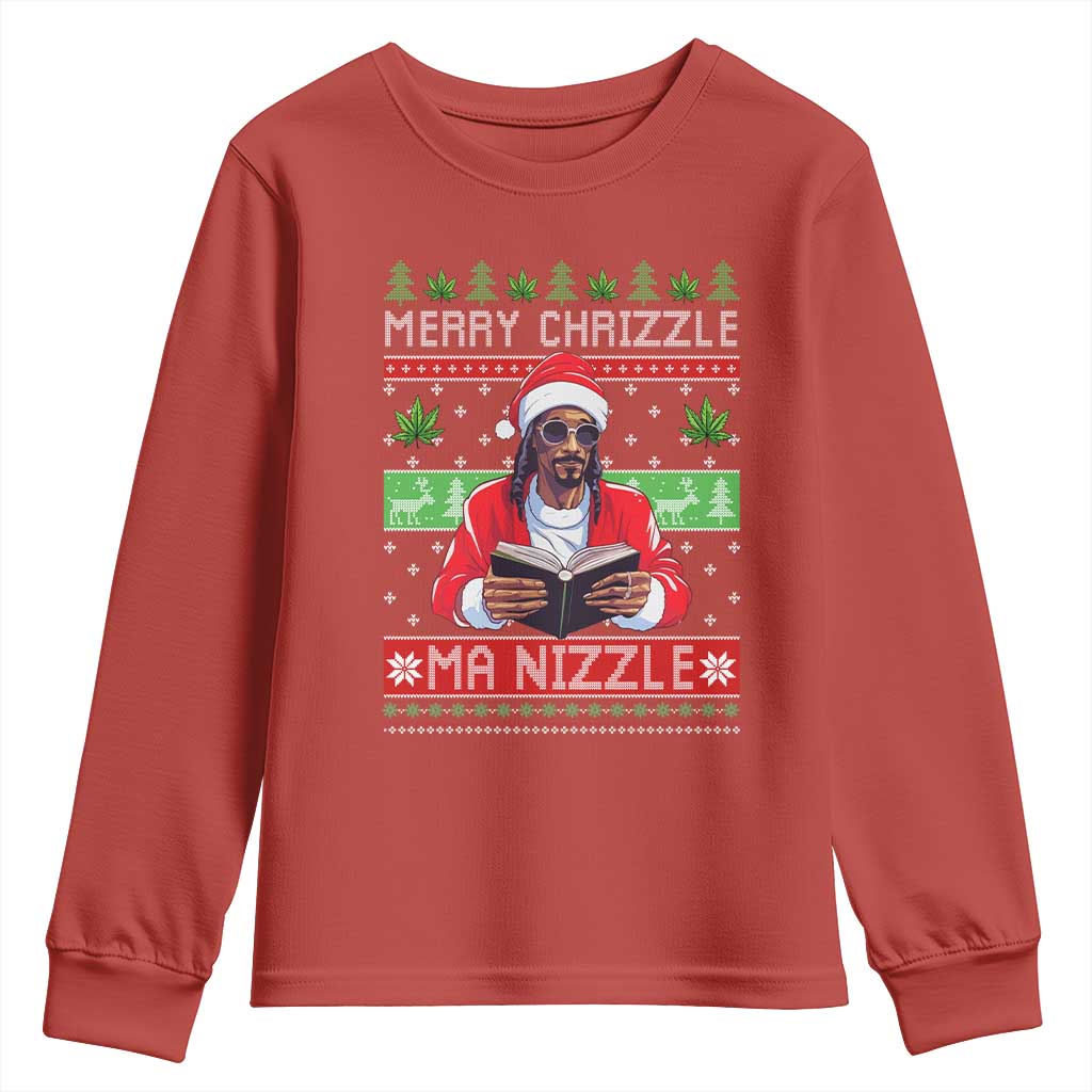Funny Christmas Hip Hop Rap Gang Youth Sweatshirt Merry Chrizzle Ma Nizzle Xmas Weed - Wonder Print Shop