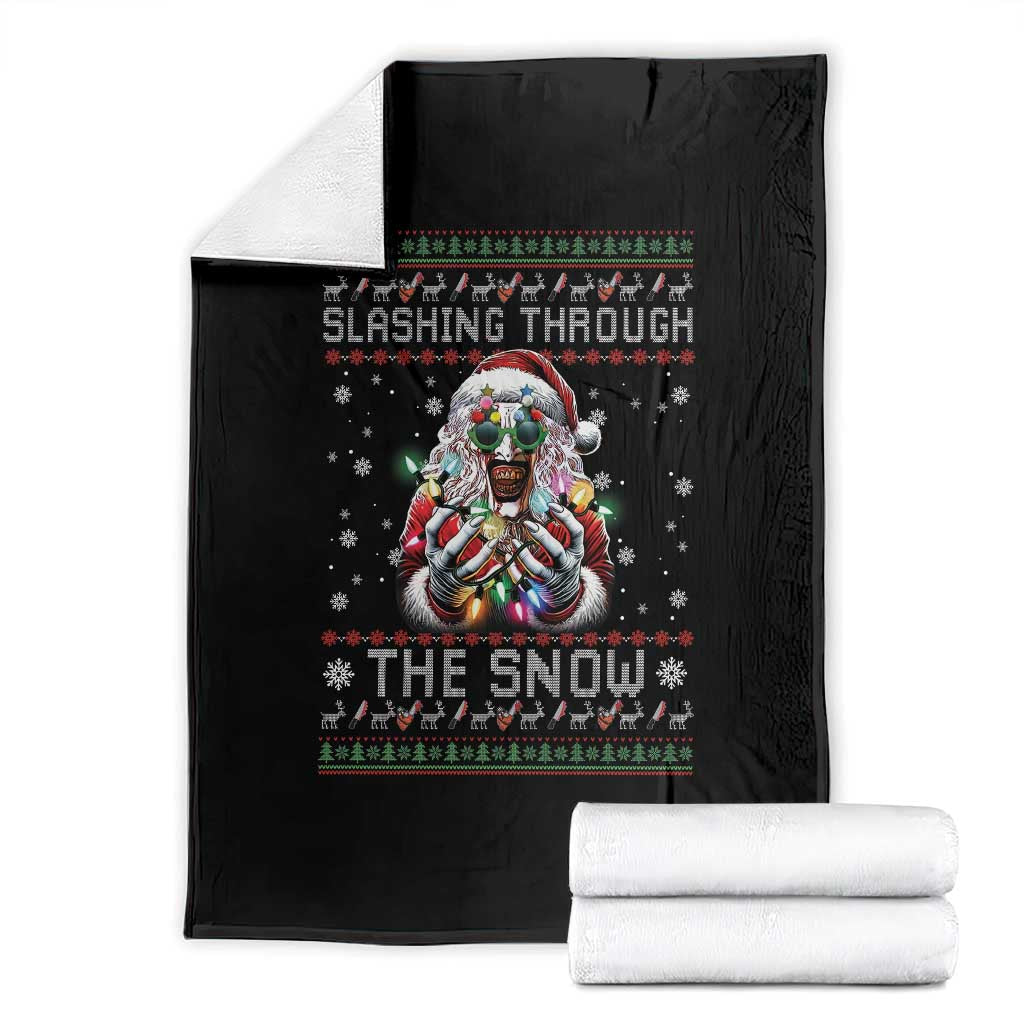 Funny Terrifier Christmas Santa Throw Blanket Slashing Through The Snow Xmas Horror Movie - Wonder Print Shop