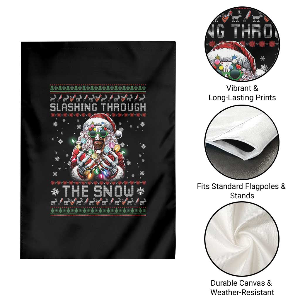 Funny Terrifier Christmas Santa Garden Flag Slashing Through The Snow Xmas Horror Movie - Wonder Print Shop