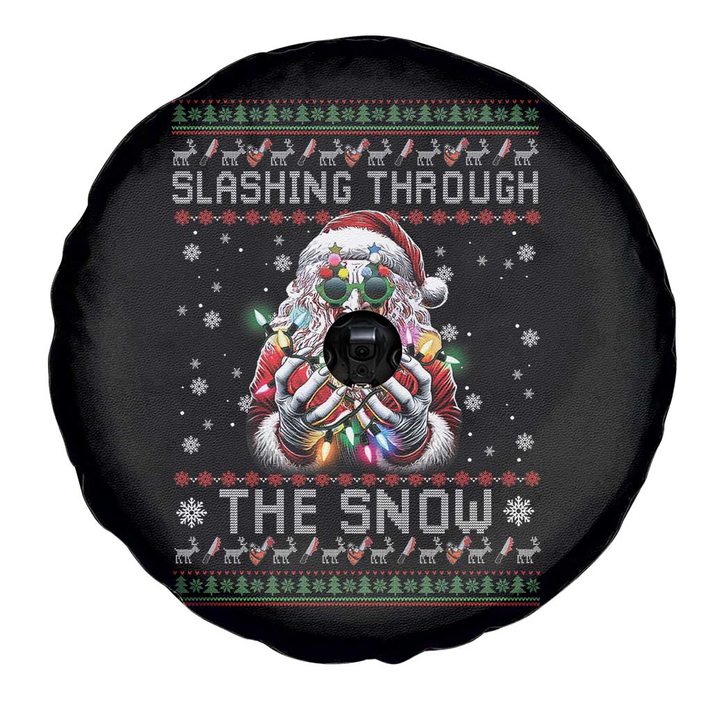 Funny Terrifier Christmas Santa Spare Tire Cover Slashing Through The Snow Xmas Horror Movie - Wonder Print Shop