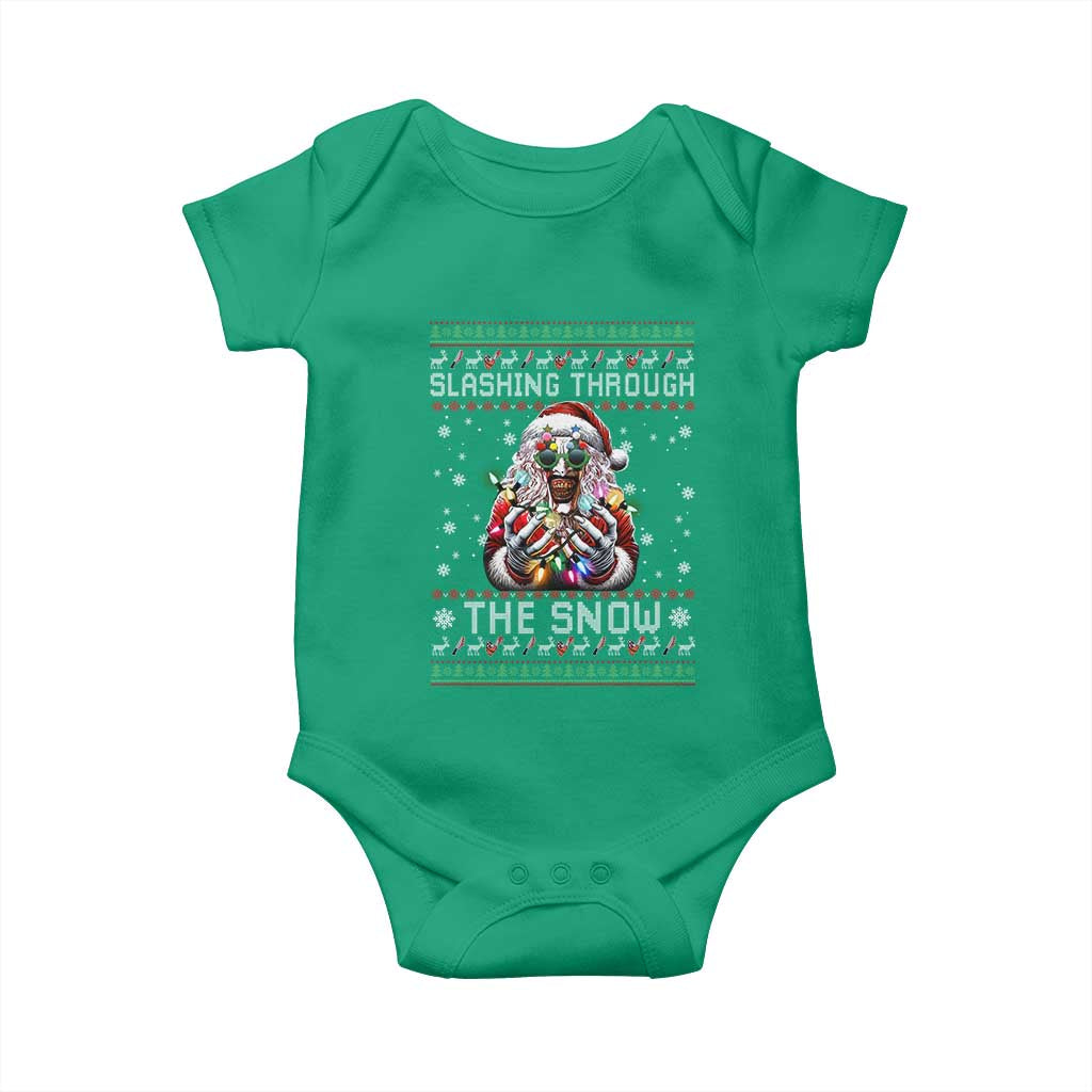 Funny Terrifier Christmas Santa Baby Onesie Slashing Through The Snow Xmas Horror Movie - Wonder Print Shop
