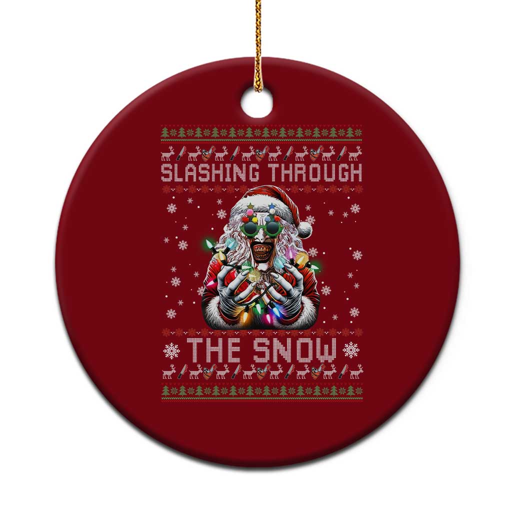 Funny Terrifier Christmas Santa Ceramic Ornament Slashing Through The Snow Xmas Horror Movie - Wonder Print Shop