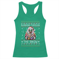 Funny Terrifier Christmas Santa Racerback Tank Top Slashing Through The Snow Xmas Horror Movie - Wonder Print Shop