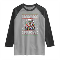 Funny Terrifier Christmas Santa Raglan Shirt Slashing Through The Snow Xmas Horror Movie - Wonder Print Shop
