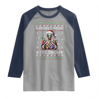 Funny Terrifier Christmas Santa Raglan Shirt Slashing Through The Snow Xmas Horror Movie - Wonder Print Shop