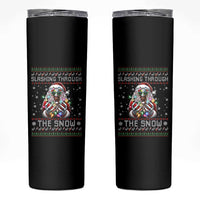 Funny Terrifier Christmas Santa Skinny Tumbler Slashing Through The Snow Xmas Horror Movie - Wonder Print Shop